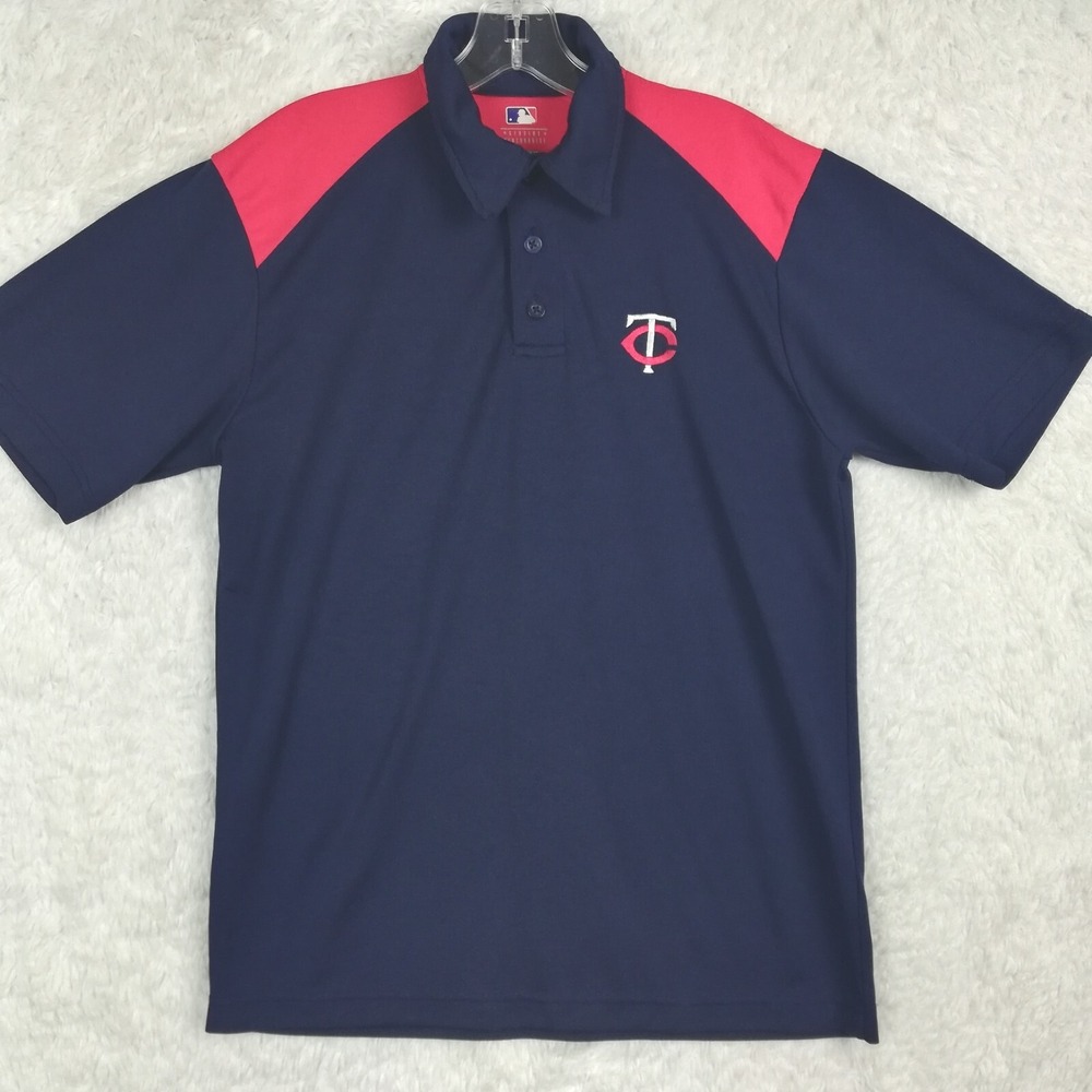 Minnesota Twins Mens Polo Shirt MLB Baseball Navy Red Colorblock Embroidered M